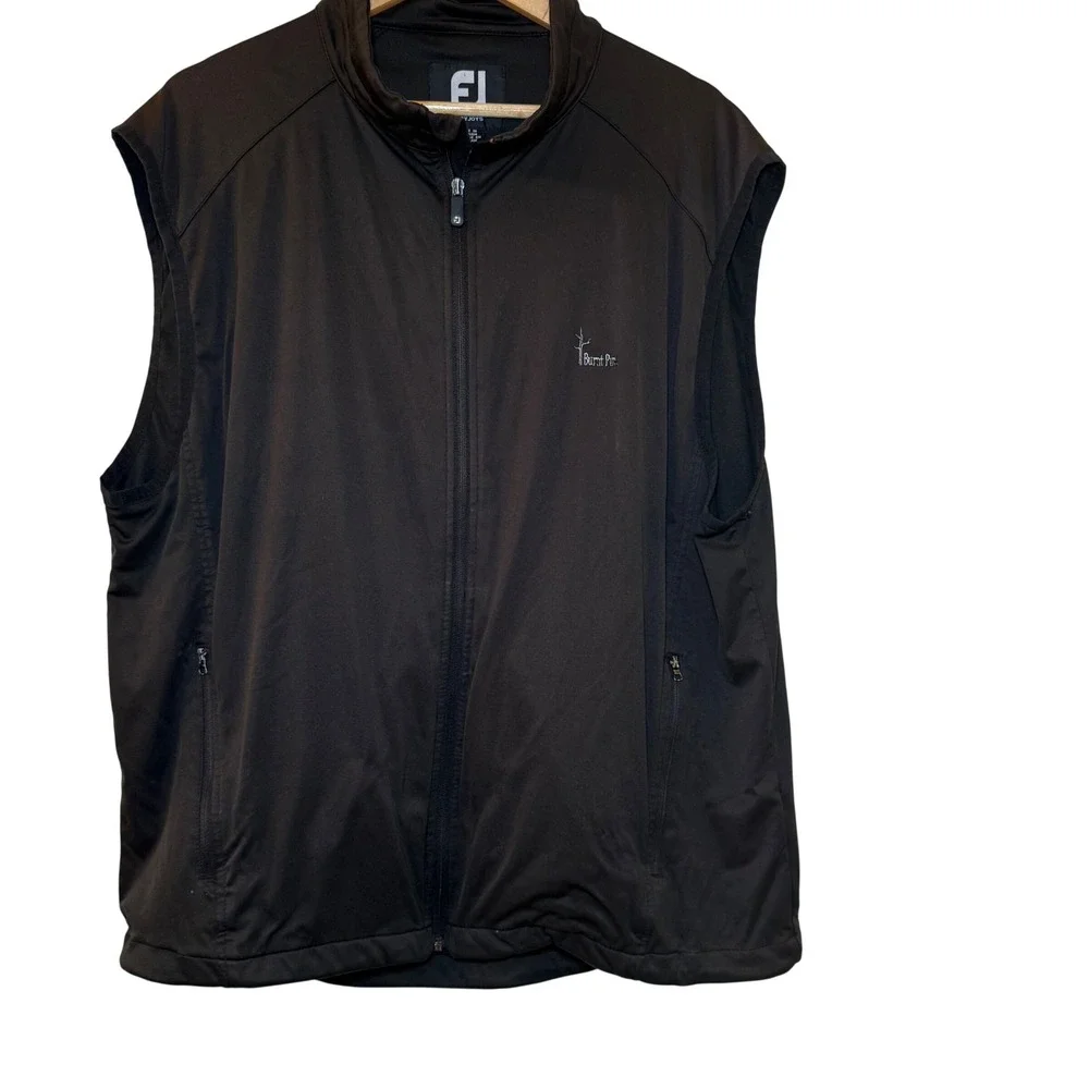 FootJoy DryJoys Vest Mens XL‎ Black Excellent Burnt Pine Embroidered Full Zip